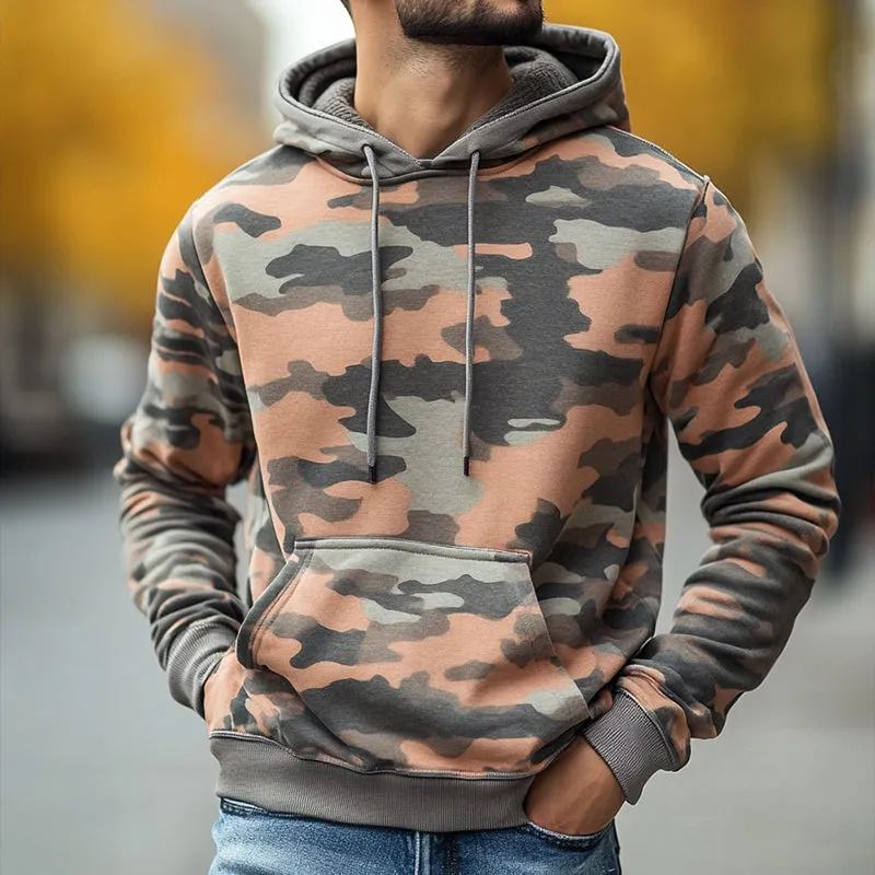 Men's Retro Casual Camouflage Print Drawstring Hoodie 87295487TO sold by Manly product image thumbnail 2