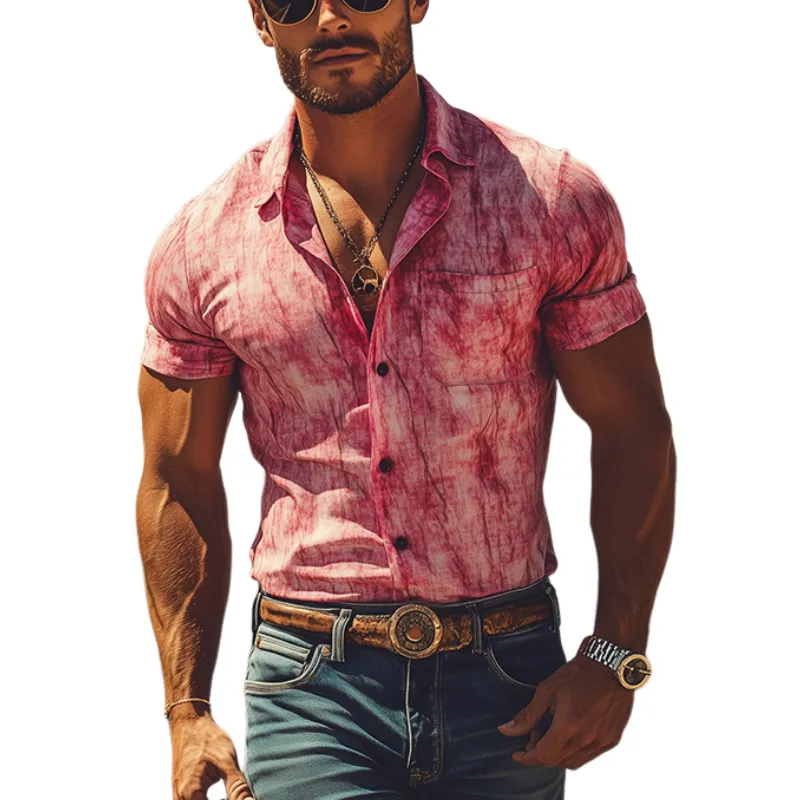 Men's Classic Fashion Casual Slim Fit Printed Short Sleeve Shirt 04340582K sold by Manly