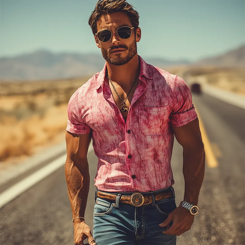 Men's Classic Fashion Casual Slim Fit Printed Short Sleeve Shirt 04340582K sold by Manly product image thumbnail 2