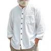 Men's Casual Vintage Round Neck Single-breasted Cotton Blend Long-sleeved Shirt 91939660F sold by Manly