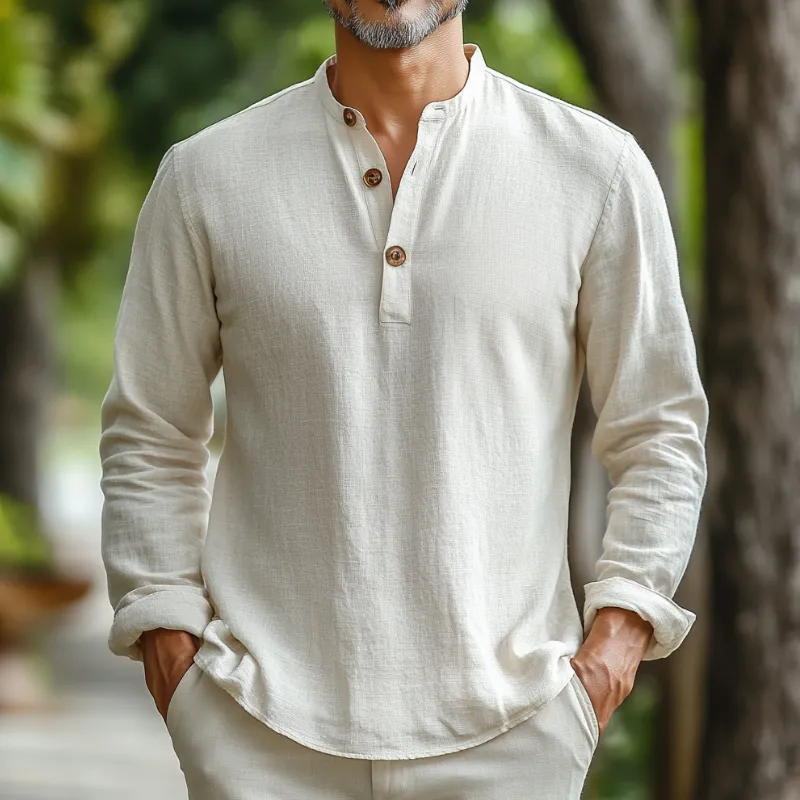 Men's Casual Vintage Button Henley Collar Cotton Blend Long Sleeve T-Shirt 56093729F sold by Manly product image thumbnail 2