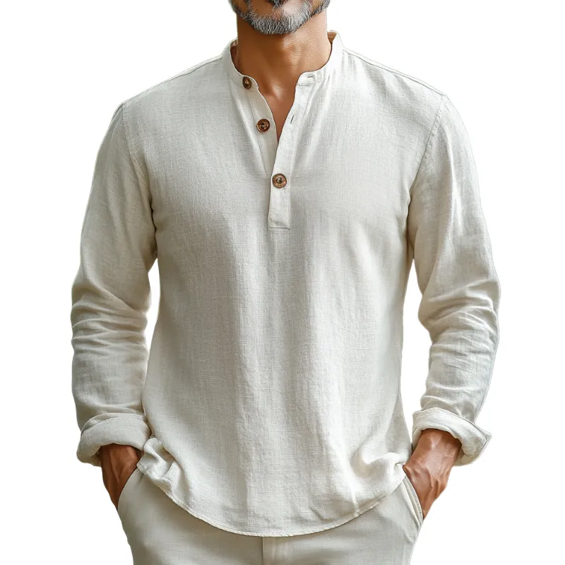 Men's Casual Vintage Button Henley Collar Cotton Blend Long Sleeve T-Shirt 56093729F sold by Manly