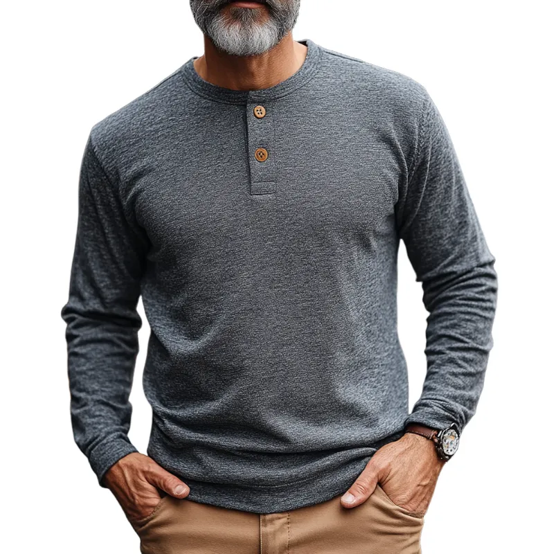 Men's Casual Vintage Button Henley Collar Cotton Blend Long Sleeve T-Shirt 65993879F sold by Manly
