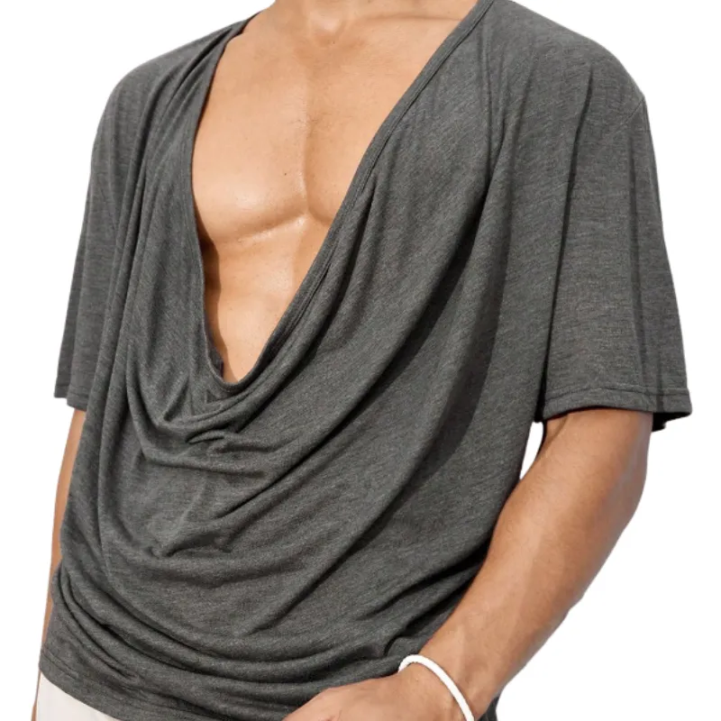 Men's Casual Vintage V-neck Cotton Blend Short-sleeved T-shirt 01822134F sold by Manly product image thumbnail 2