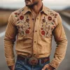 Men's Classic American Retro Western Suede Embroidered Long Sleeve Shirt 19935539K sold by Manly
