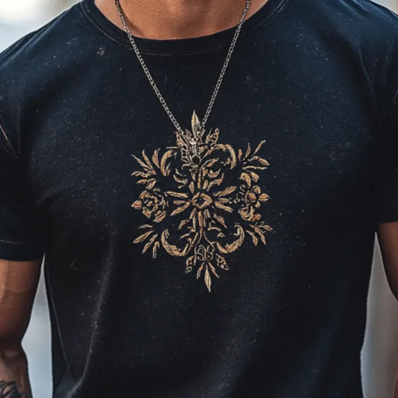 Men's Casual Embroidery Cotton Round Neck Slim Fit Short Sleeve T-shirt 85427801M sold by Manly product image thumbnail 3