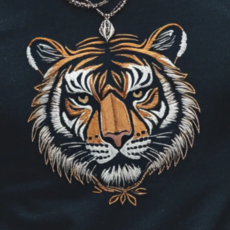 Men's Casual Cotton Tiger Embroidery Round Neck Slim Fit Short Sleeve T-Shirt 02641781M sold by Manly product image thumbnail 3
