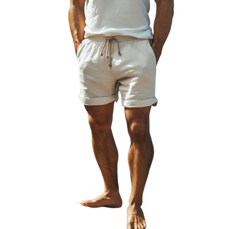 Men's Casual Cotton and Linen Beach Shorts 15342277K sold by Manly