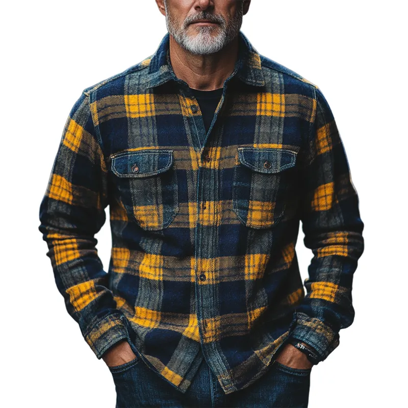 Men's Retro Classic Plaid Long Sleeve Shirt 45817108U sold by Manly