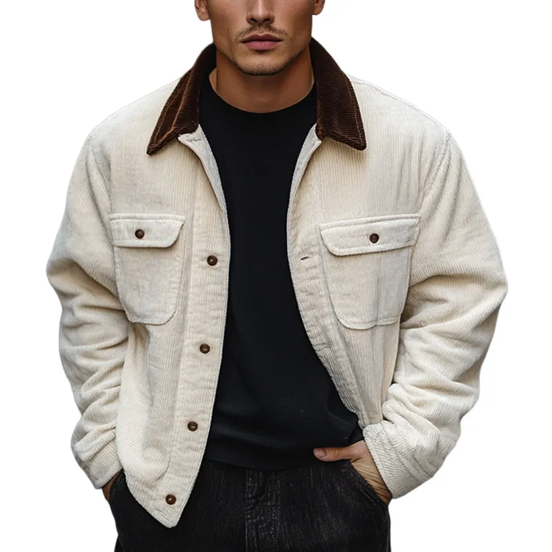 Men's Vintage White Corduroy Button Jacket 06081959U sold by Manly