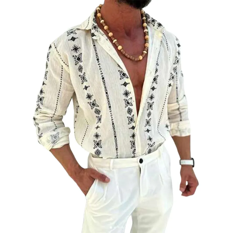 Men's Hawaiian Print Lapel Long Sleeve Shirt 07019990X sold by Manly product image thumbnail 4