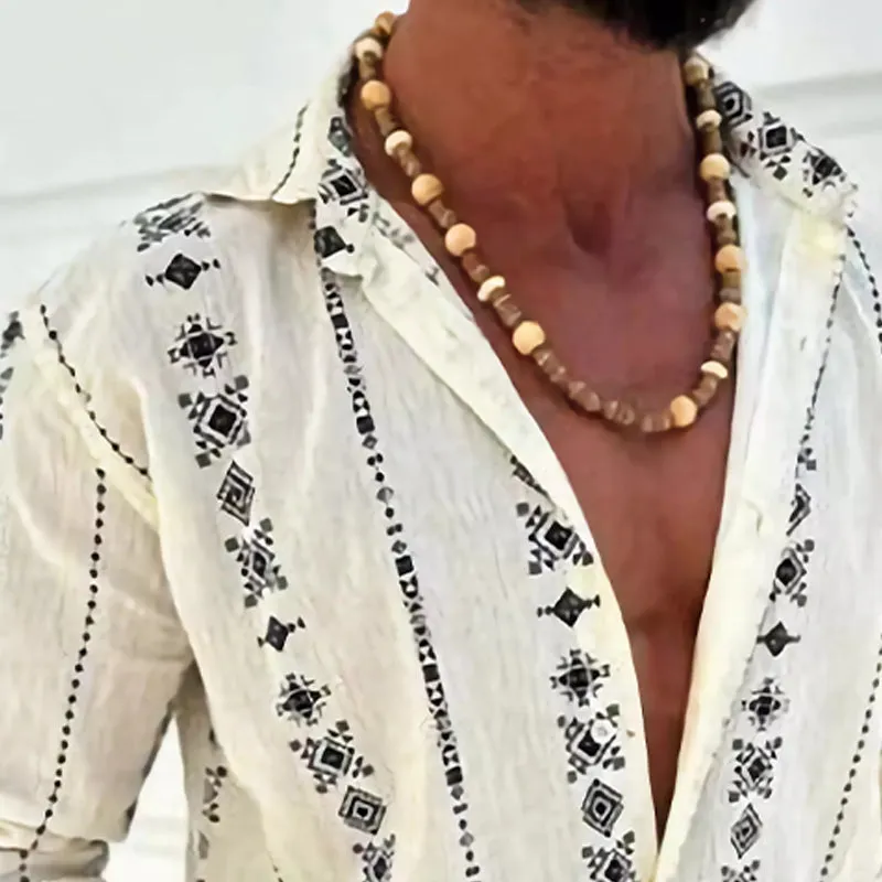 Men's Hawaiian Print Lapel Long Sleeve Shirt 07019990X sold by Manly product image thumbnail 2