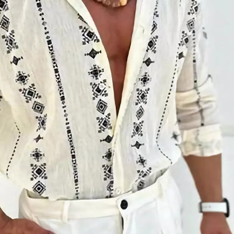 Men's Hawaiian Print Lapel Long Sleeve Shirt 07019990X sold by Manly product image thumbnail 3