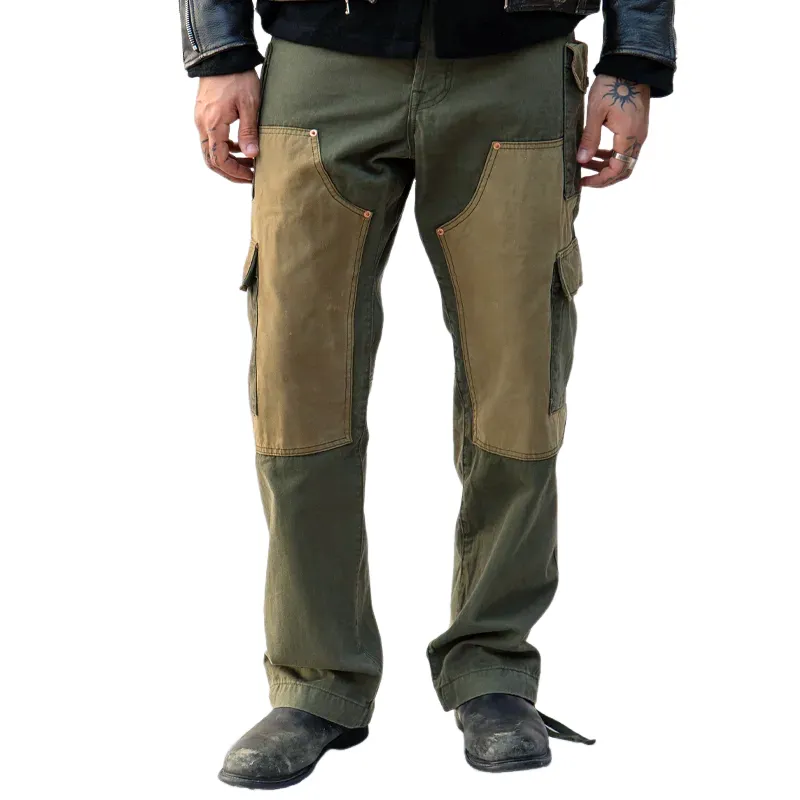 Men's Colorblock Wear-resistant Stitching Multi-pocket Straight Cargo Pants 68014433Z sold by Manly