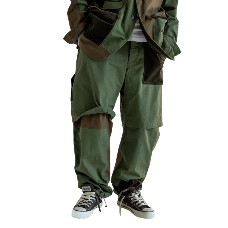 Men's Fashion Patchwork Wide Leg Cargo Pants 09559795Z sold by Manly