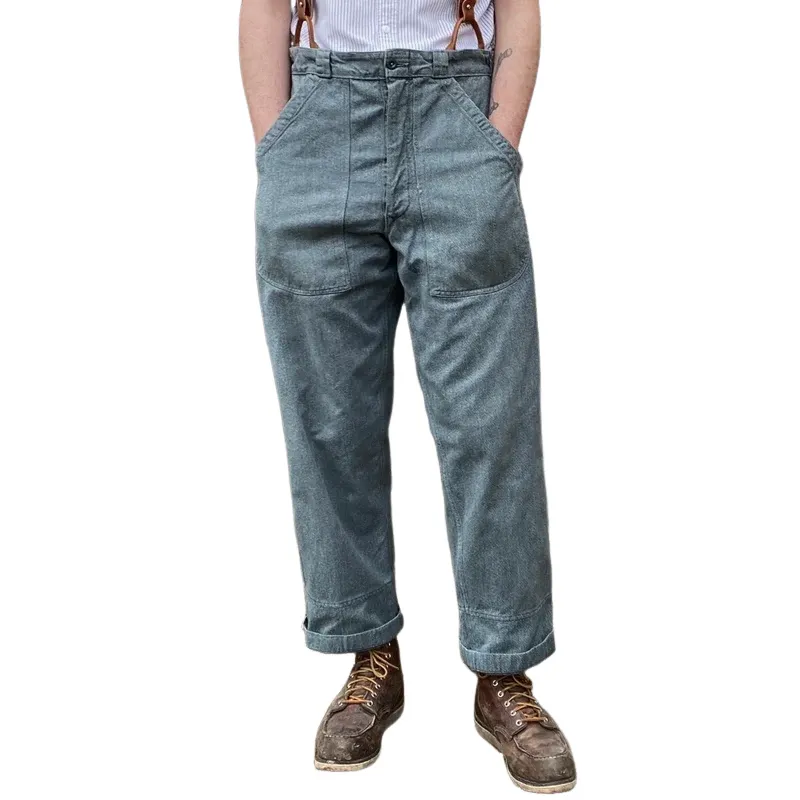 Men's Fashion Big Pockets Straight Denim Cargo Pants 55845593Z sold by Manly