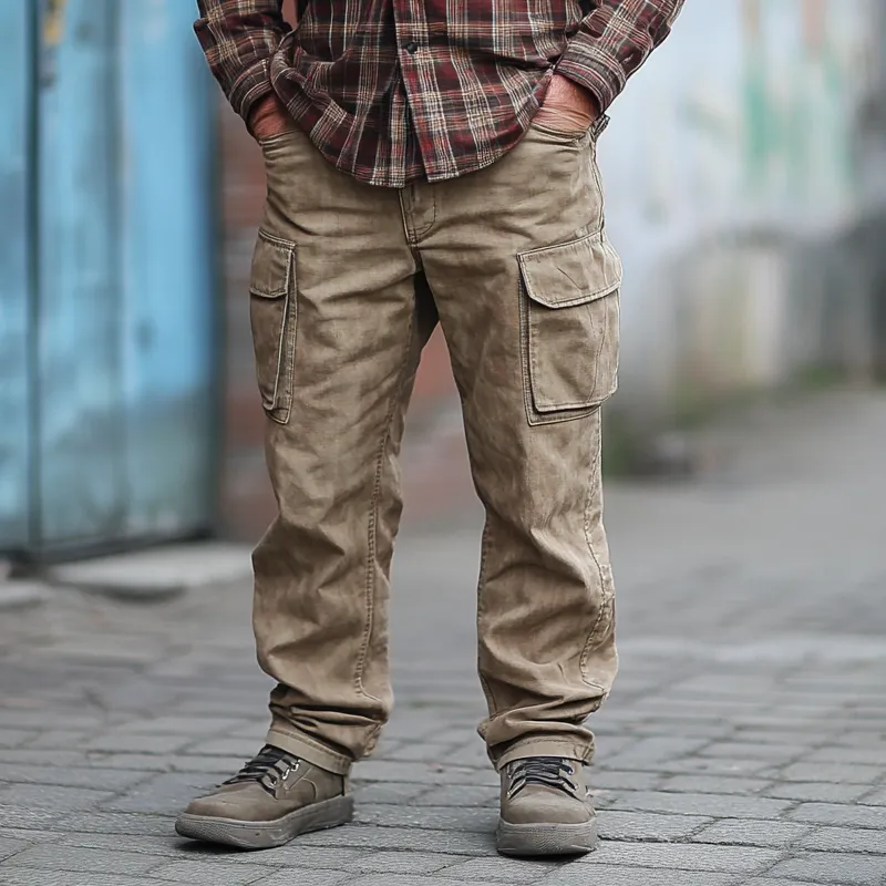 Men's Stylish Washed Denim Straight Cargo Pants 15603596Z sold by Manly product image thumbnail 2