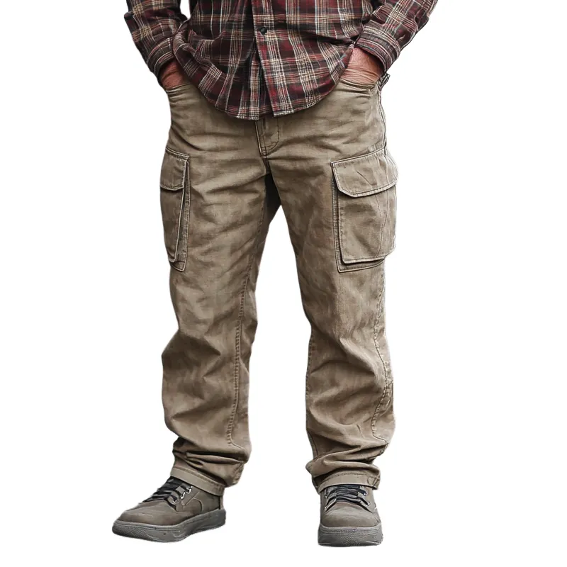 Men's Stylish Washed Denim Straight Cargo Pants 15603596Z sold by Manly