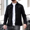 Men's Solid Color Suede Lapel Chest Pocket Zipper Jacket 37068313Z sold by Manly