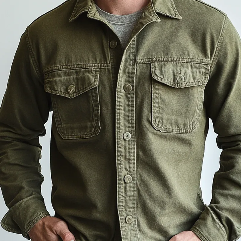 Men's Solid Color Lapel Single Breasted Cargo Jacket 41540648Z sold by Manly product image thumbnail 3