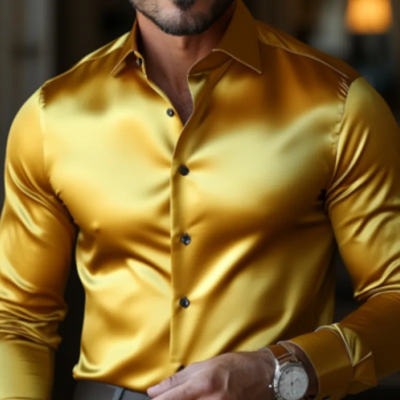 Men's Classic Business Basic Slim Fit Satin Long Sleeve Shirt 77751559K sold by Manly product image thumbnail 4