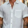 Men's Classic Casual Skin-friendly Silk Cotton Short-sleeved Shirt 47916766K sold by Manly
