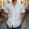 Men's Classic Casual Skin-friendly Silk Cotton Short-sleeved Shirt 47916766K sold by Manly