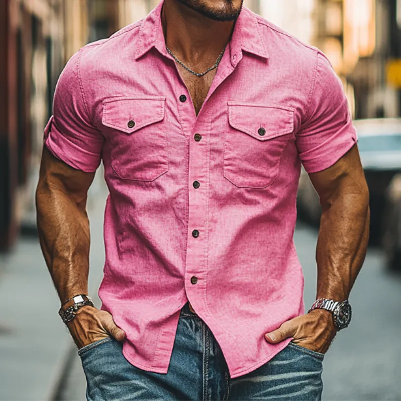 Men's Classic Casual Spring Slim Fit Cotton Short Sleeve Shirt 28067044K sold by Manly product image thumbnail 3