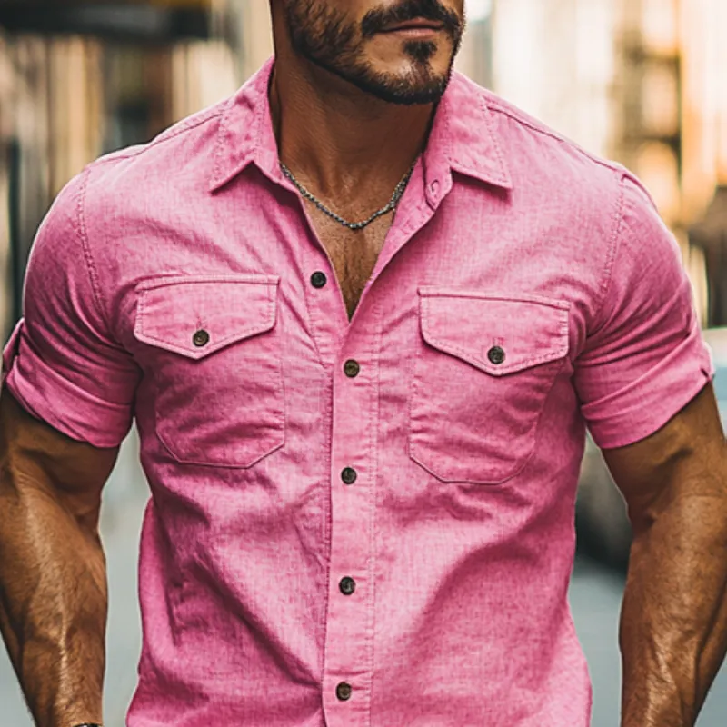 Men's Classic Casual Spring Slim Fit Cotton Short Sleeve Shirt 28067044K sold by Manly product image thumbnail 4