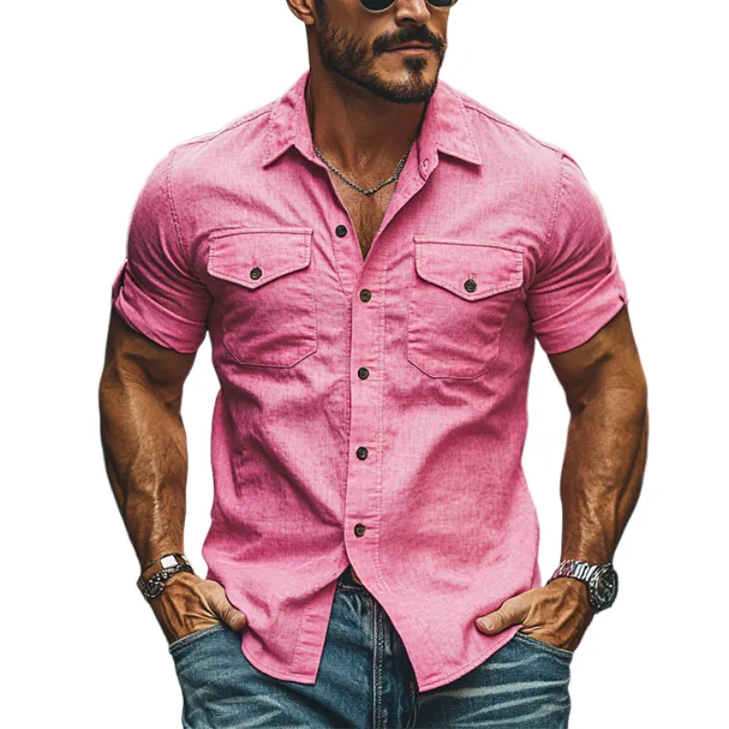 Men's Classic Casual Spring Slim Fit Cotton Short Sleeve Shirt 28067044K sold by Manly