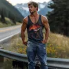 Men's Casual American Retro Yellowstone Park Series Printed Cotton Tank Top 92138881K sold by Manly