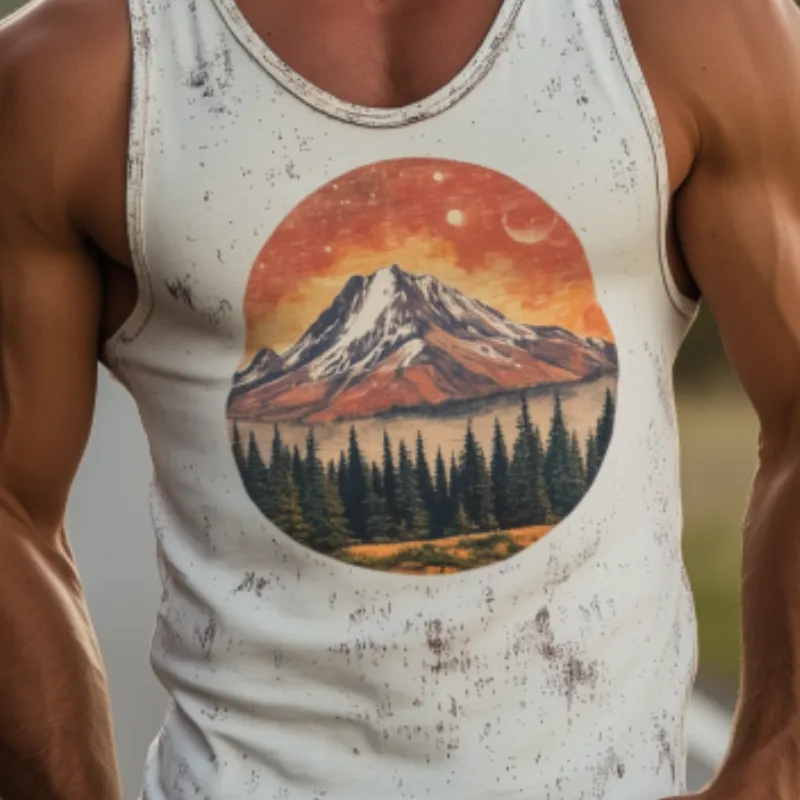 Men's American Retro Casual Yellowstone Park Series Printed Cotton Tank Top 91700452K sold by Manly product image thumbnail 4