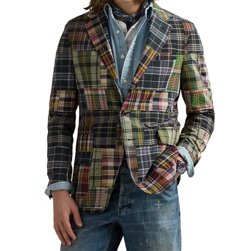 Men's Fashion Spring Casual Retro Plaid Print Slim Fit Blazer 47084473K sold by Manly