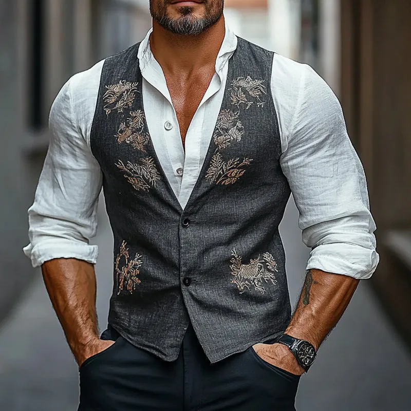 Men's Vintage Floral Embroidered Vest 40008066X sold by Manly product image thumbnail 2