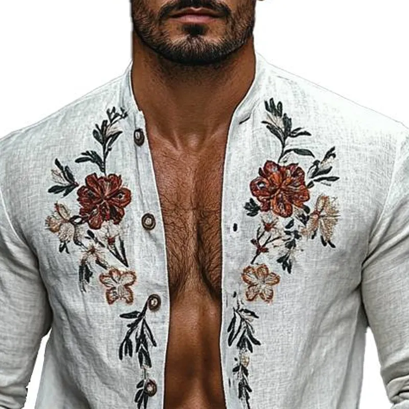 Men's Vintage Floral Embroidery Long Sleeve Light Jacket 10656738X sold by Manly product image thumbnail 2