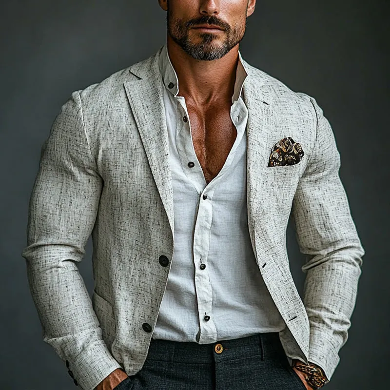 Men's Casual Cotton and Linen Blazer 43047072X sold by Manly product image thumbnail 2