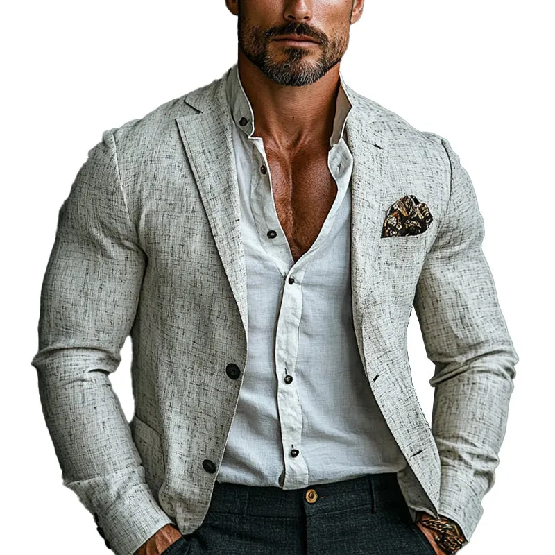 Men's Casual Cotton and Linen Blazer 43047072X sold by Manly
