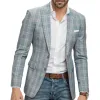Men's Classic Casual Single-breasted Plaid Slim-fit Blazer 50535570K sold by Manly
