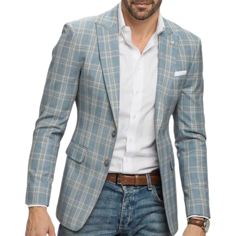 Men's Classic Casual Single-breasted Plaid Slim-fit Blazer 50535570K sold by Manly