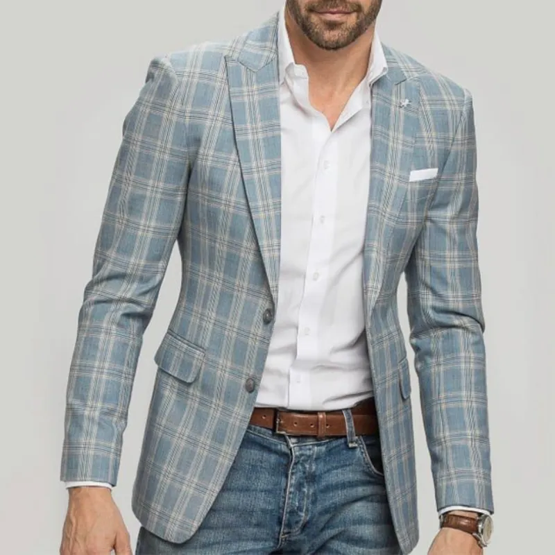 Men's Classic Casual Single-breasted Plaid Slim-fit Blazer 50535570K sold by Manly product image thumbnail 2