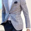 Men's Classic Fashion Casual Single-breasted Plaid Slim-fit Blazer 04513642K sold by Manly