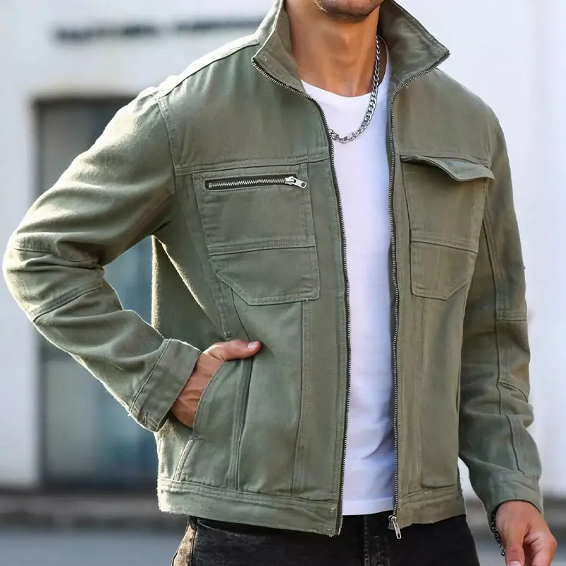 Men's Vintage Green Zipper Denim Jacket 07808992U sold by Manly product image thumbnail 2