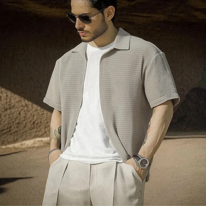 Men's Casual Gray Textured Short-sleeved Shirt 18990133U sold by Manly product image thumbnail 2