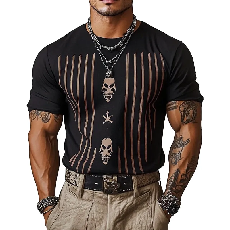 Men's Retro Striped Crew Neck Short Sleeve T-Shirt 82174493X sold by Manly