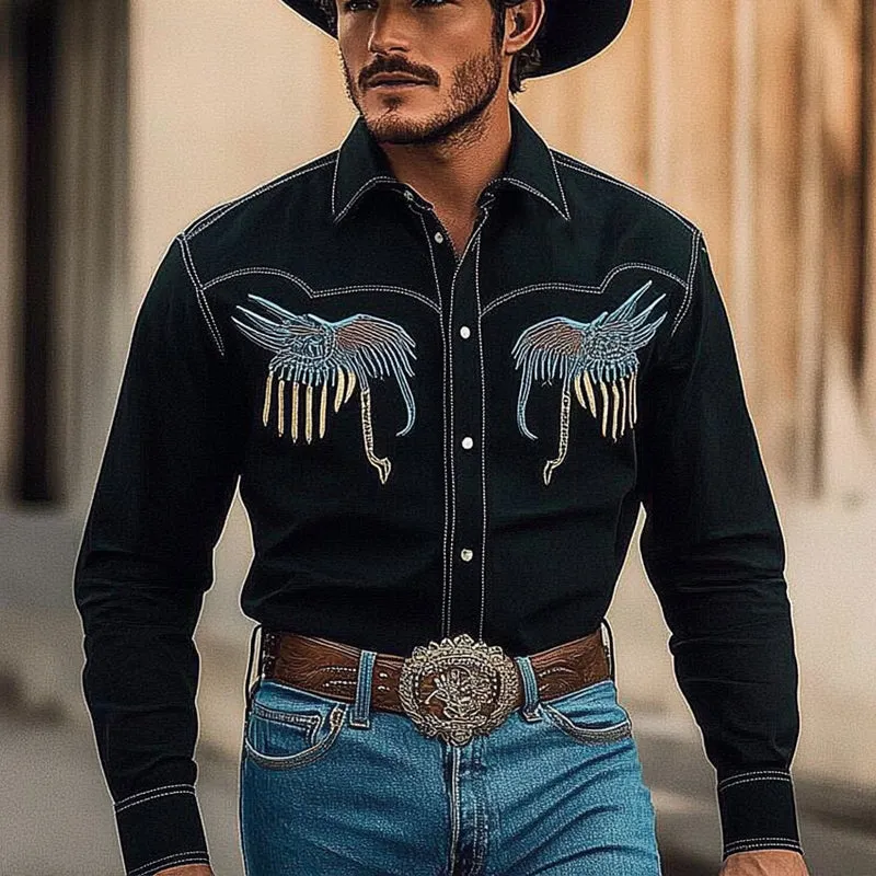 Men's Embroidered Western Cowboy Style Long Sleeve Shirt 26642225X sold by Manly product image thumbnail 2