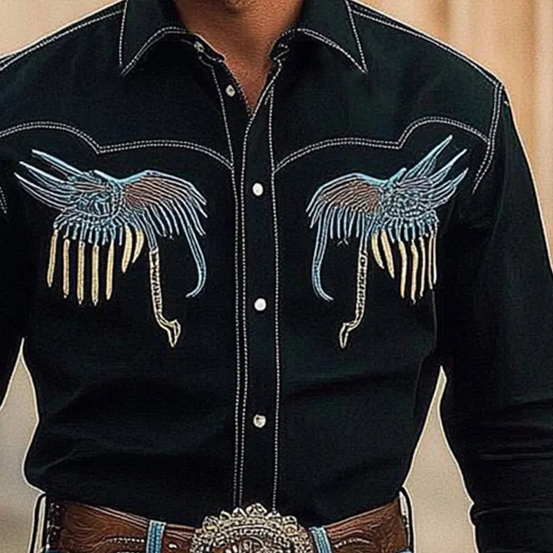 Men's Embroidered Western Cowboy Style Long Sleeve Shirt 26642225X sold by Manly product image thumbnail 3