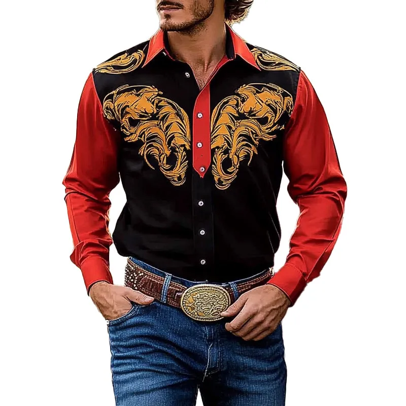 Men's Contrast Print Long Sleeve Shirt 46688717X sold by Manly