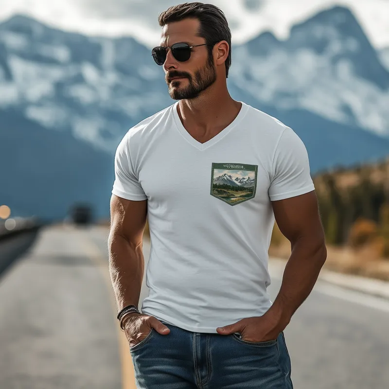 Men's Casual V-Neck Pocket Yellowstone Series Cotton Short Sleeve T-Shirt 76641420K sold by Manly product image thumbnail 2