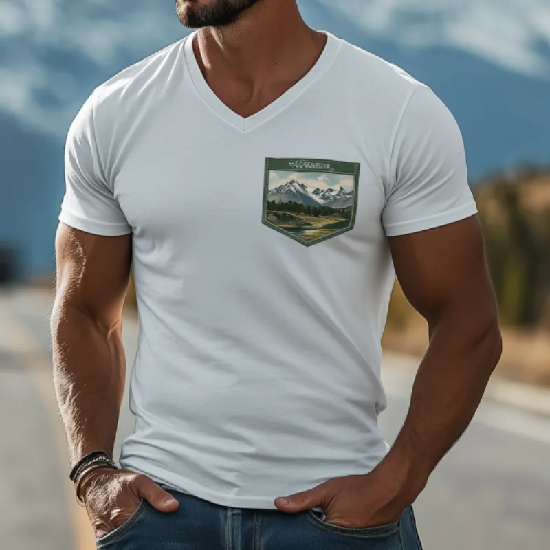 Men's Casual V-Neck Pocket Yellowstone Series Cotton Short Sleeve T-Shirt 76641420K sold by Manly product image thumbnail 3
