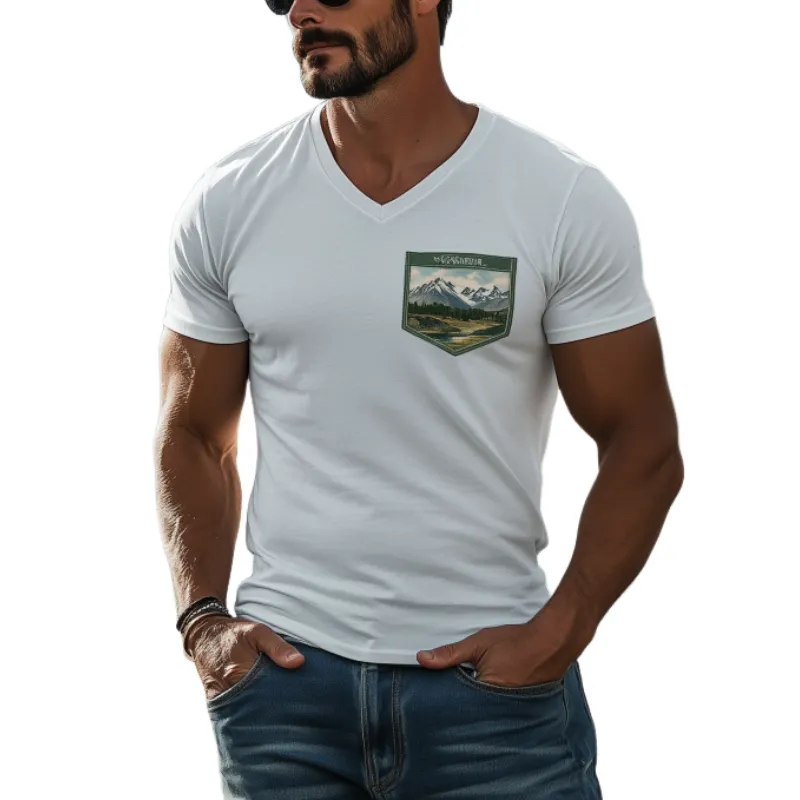 Men's Casual V-Neck Pocket Yellowstone Series Cotton Short Sleeve T-Shirt 76641420K sold by Manly